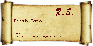 Rieth Sára névjegykártya